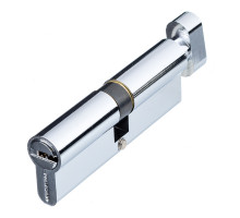 Евроцилиндр Palladium ZN 90 C BK CP с вертушкой (45х45) перф. ключ хром.