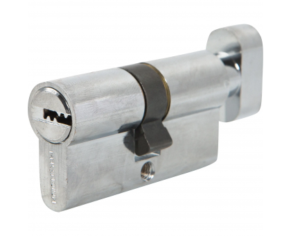 Евроцилиндр Palladium ZN 60 (30х30) перф. ключ-вертушка хром.